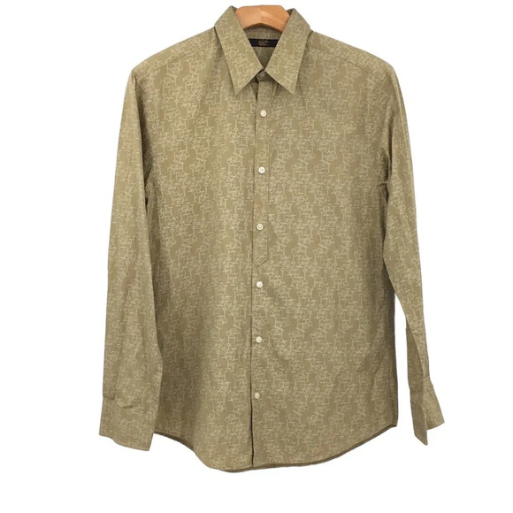 Penguin By Munsingwear Green White Wine Glass Cotton Button Up Shirt Mens Medium - Picture 1 of 14